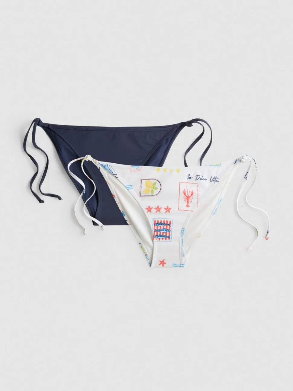 Bedruckte Bikinihosen zum seitlichen Binden, 2er-Pack