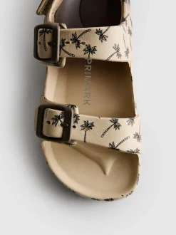Bedruckte Sandalen mit zwei Schnallenriemen