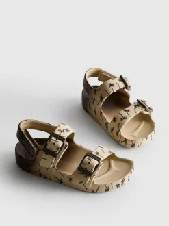 Bedruckte Sandalen mit zwei Schnallenriemen