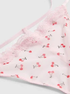 Bedrucktes Babydoll-Unterwäscheset aus Netzstoff