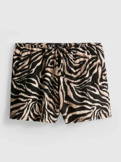 Bedruckte, strukturierte Shorts in Knitteroptik