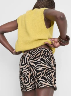 Bedruckte, strukturierte Shorts in Knitteroptik