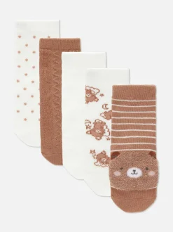 Bequeme Babysocken mit Bärenmotiv, 5er-Pack