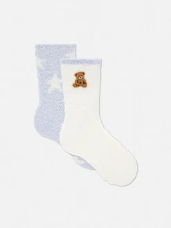 Bequeme Socken mit Bärenmotiv, 2er-Pack