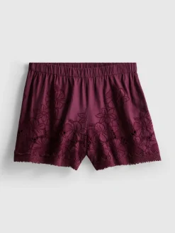 Bestickte Baumwollshorts mit hohem Bund