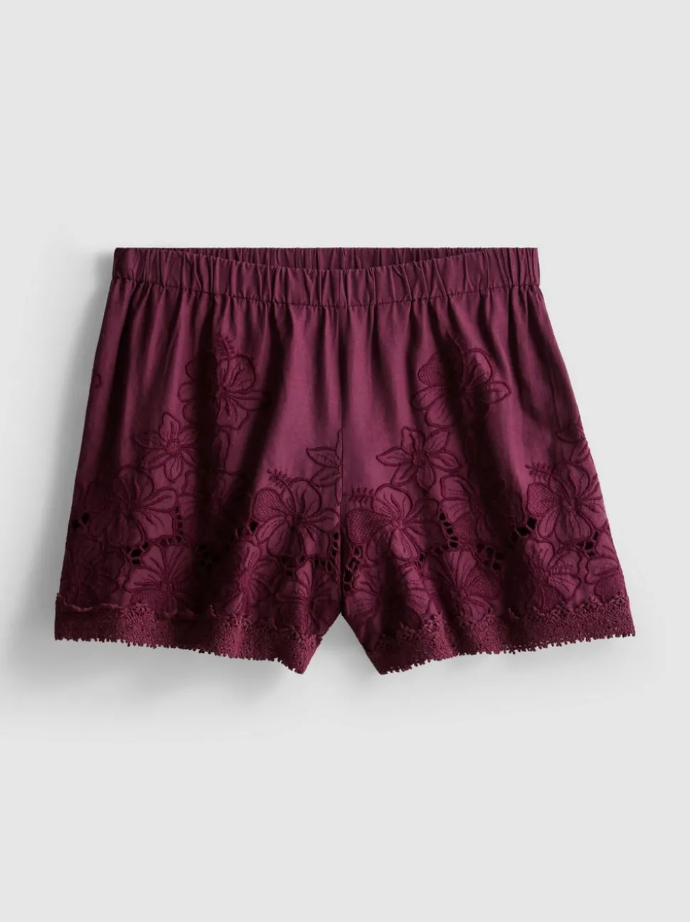Bestickte Baumwollshorts mit hohem Bund