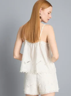Bestickte Baumwollshorts mit hohem Bund