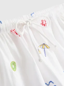 Bestickte „Love To Lounge“ Schlafanzugshorts aus Baumwolle