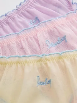 Bestickte Netzstoff-Tangas mit Rüschen, 3er-Pack