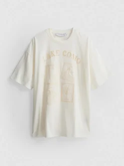 Besticktes T-Shirt im Oversized-Look mit „Lake Como“ Schriftzug