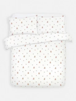Bettwäsche aus aufgerauter Baumwolle mit Teddybärmuster, Doppelbett