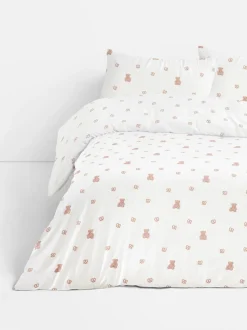 Bettwäsche aus aufgerauter Baumwolle mit Teddybärmuster, Doppelbett
