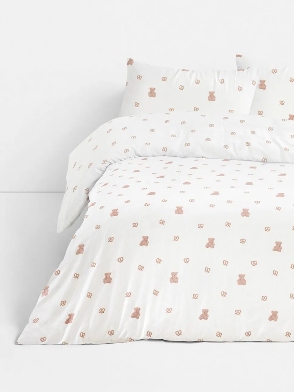 Bettwäsche aus aufgerauter Baumwolle mit Teddybärmuster, Kingsize