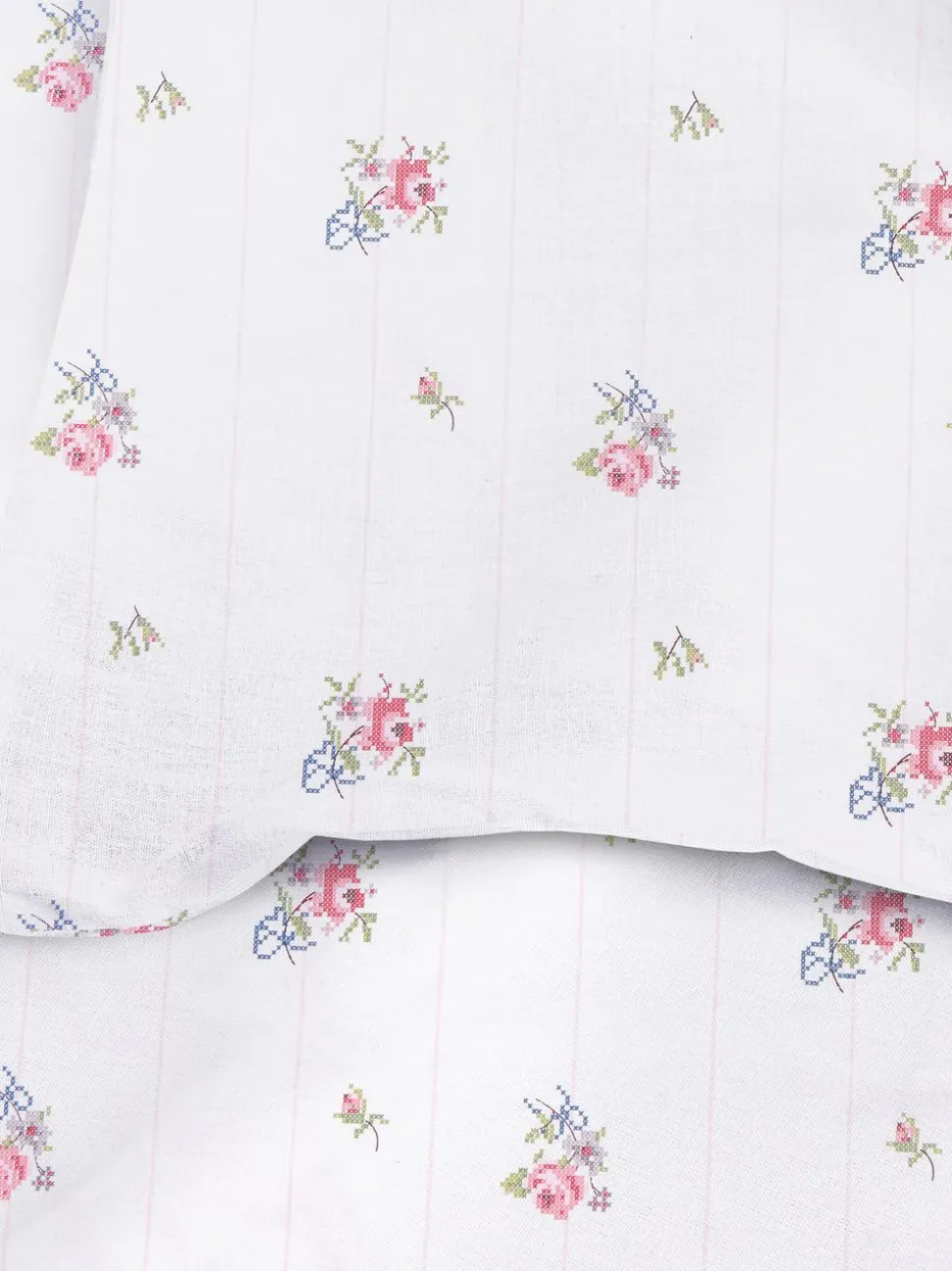 Bettwäsche mit Kreuzstich-Blumenmuster, Super-Kingsize