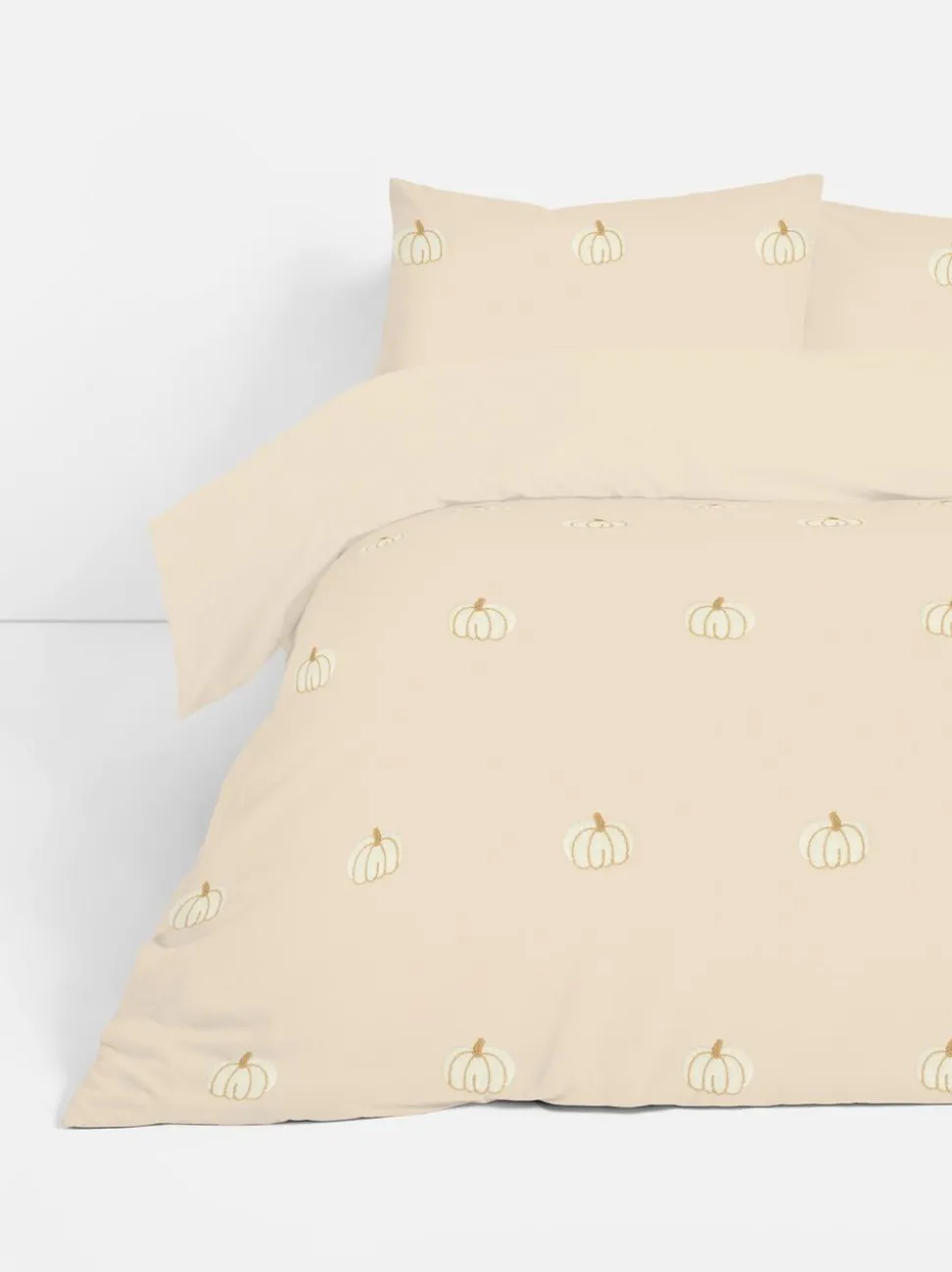 Bettwäscheset aus reiner Baumwolle mit getuftetem Kürbismuster, Kingsize