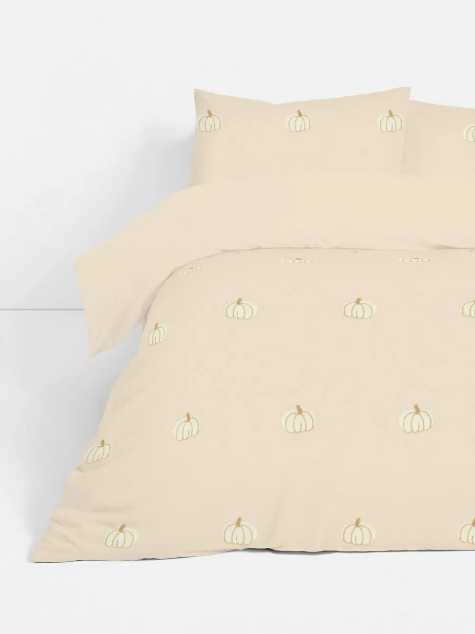 Bettwäscheset aus reiner Baumwolle mit getuftetem Kürbismuster, Doppelbett