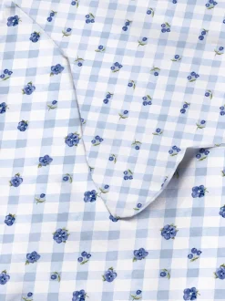 Bettwäscheset mit Blumenmuster und Vichykaros