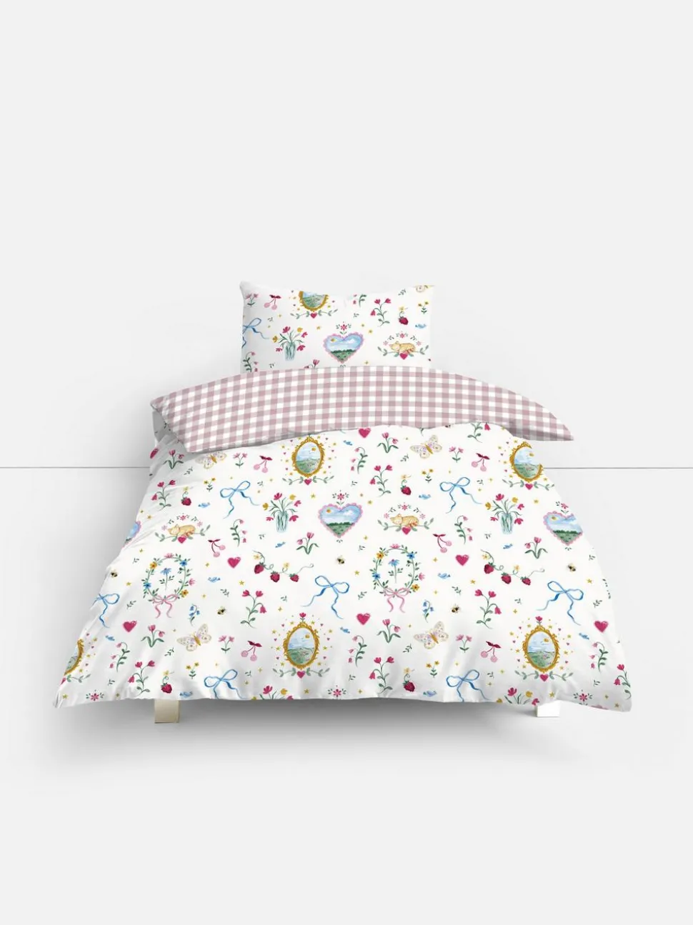 Bettwäscheset mit hohem Baumwollanteil und Länderabzeichen, Einzelbett