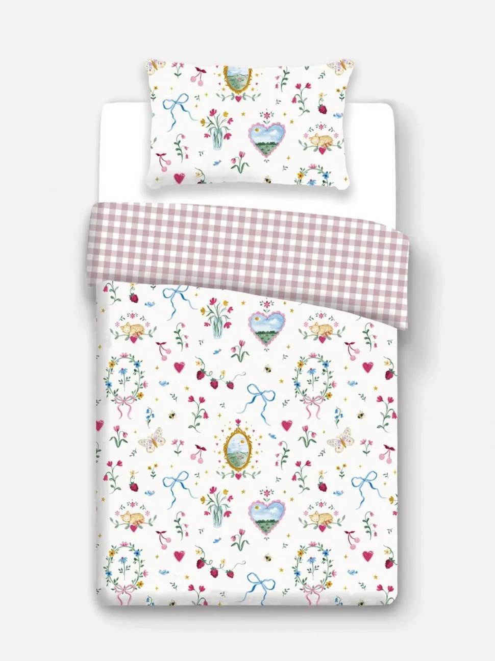 Bettwäscheset mit hohem Baumwollanteil und Länderabzeichen, Einzelbett