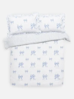 Bettwäscheset mit Streifen und Schleifen in Toile-Optik, Super-Kingsize