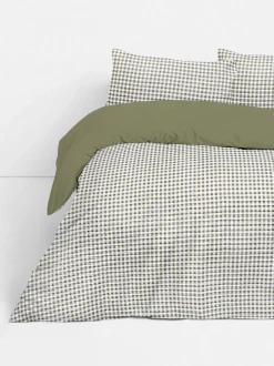 Bettwäscheset mit Ultraschallsteppung und Vichykaros, Doppelbett