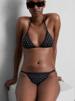Bikinihose mit Nieten und Strass
