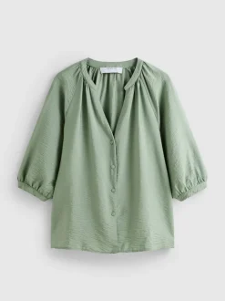 Bluse mit 3/4-Ärmeln und V-Ausschnitt
