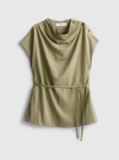 Bluse zum seitlichen Binden mit Wasserfallausschnitt