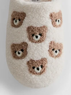 Borg-Hausschuhe mit Teddybär-Muster