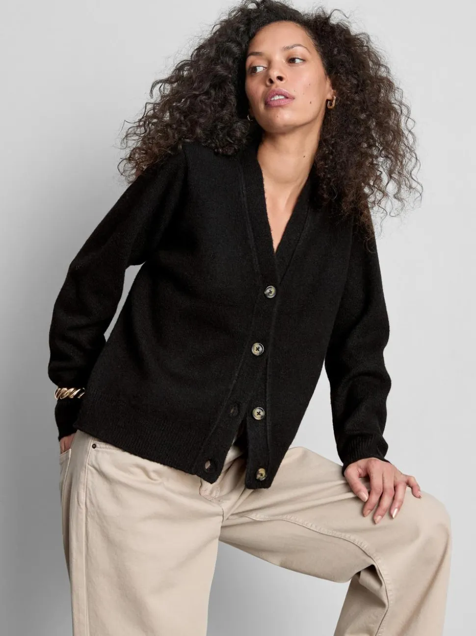 Boyfriend-Cardigan aus Wollgemisch