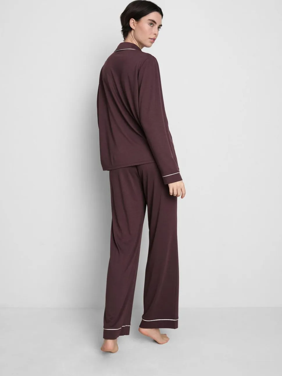 Boyfriend-Schlafanzug aus Jersey mit Paspelierung