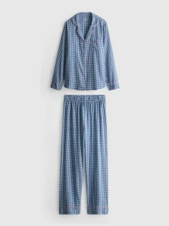 Boyfriend-Schlafanzug aus reinem Baumwoll-Flanell