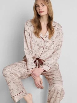 Boyfriend-Schlafanzug aus Satin mit Print