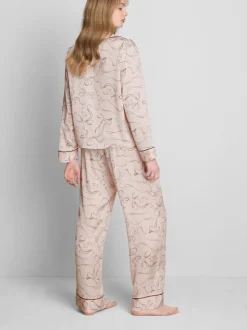 Boyfriend-Schlafanzug aus Satin mit Print