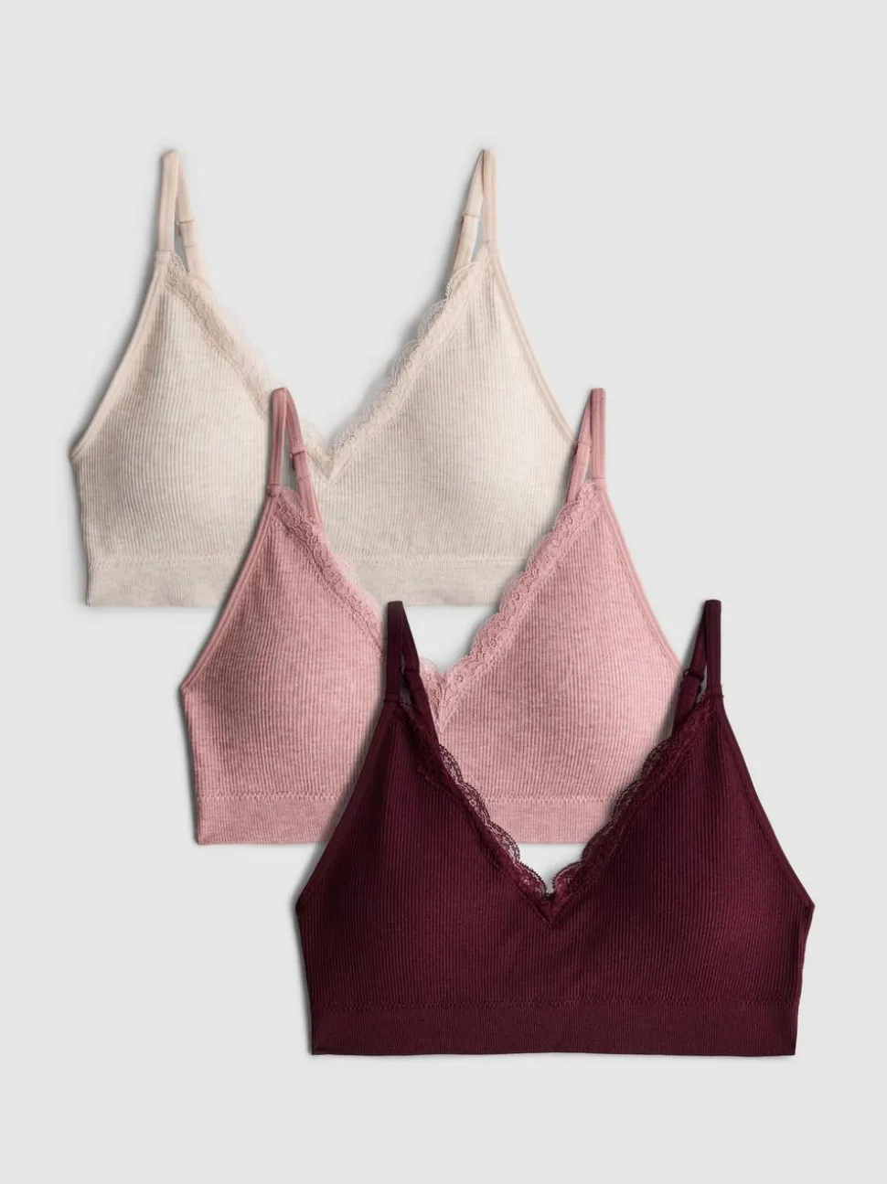 Bralette-BH mit nahtloser Spitze, 3er-Pack