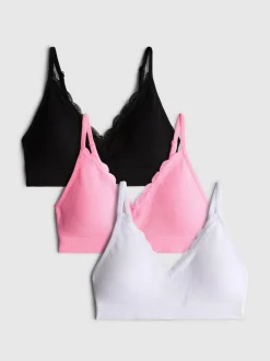 Bralette-BH mit nahtloser Spitze, 3er-Pack