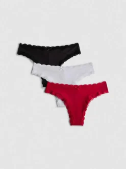 Brazil-Slips mit Spitzenbesatz, 3er-Pack