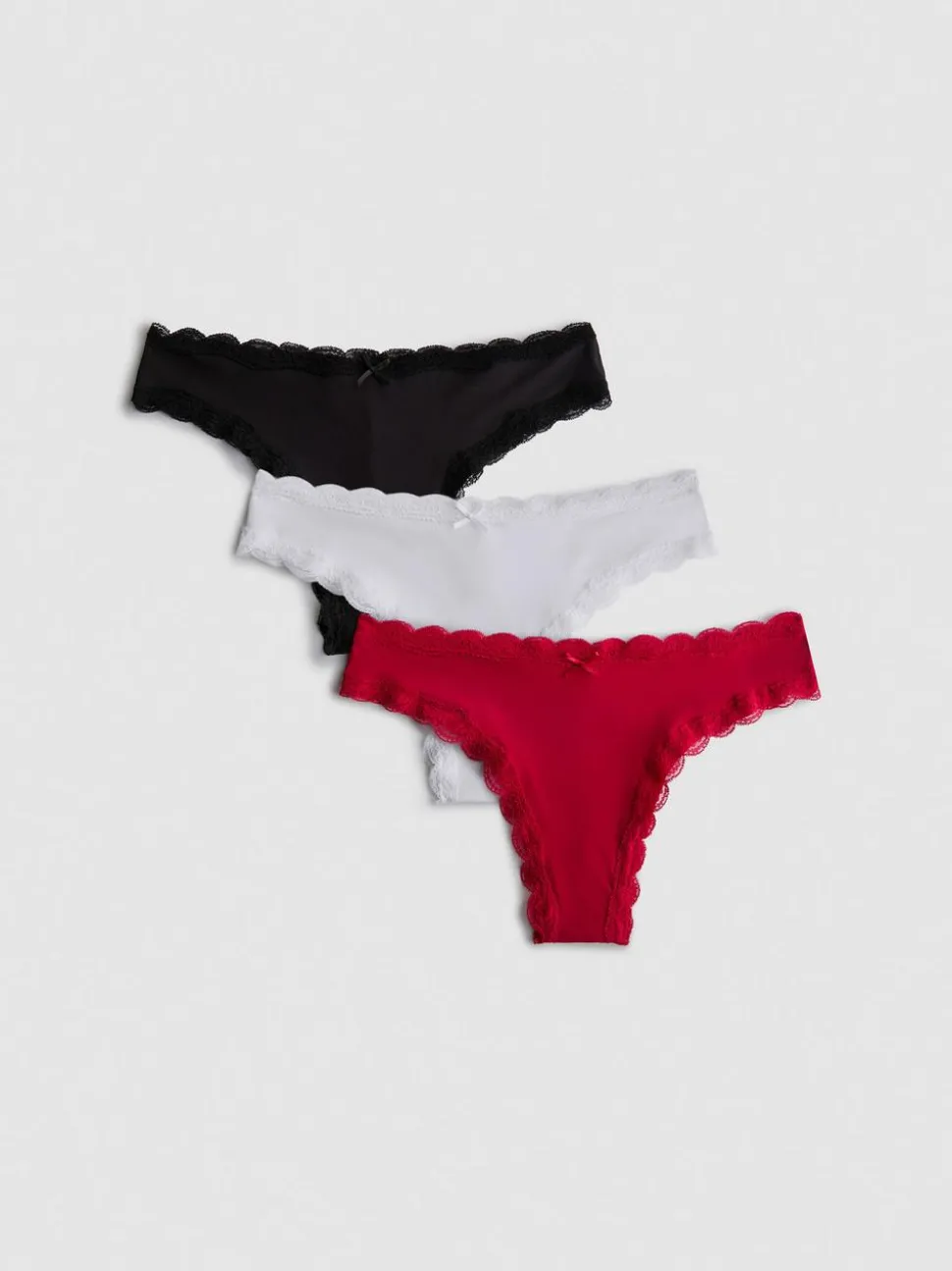 Brazil-Slips mit Spitzenbesatz, 3er-Pack