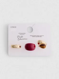 Breite „Paula Echevarría“ Ringe mit Kunstharz, 3er-Pack