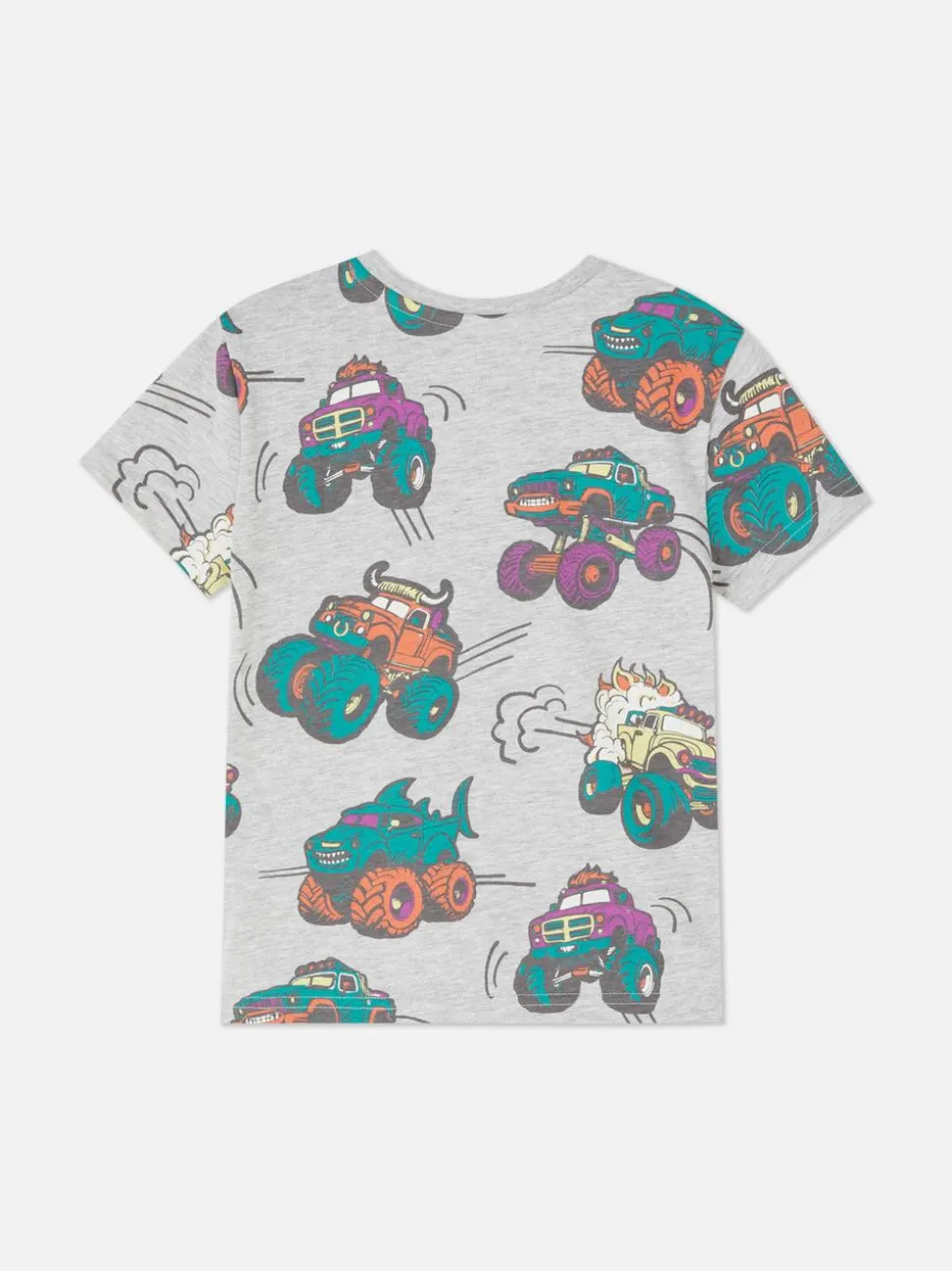 Buntes, kurzärmeliges T-Shirt mit Hai-Muster
