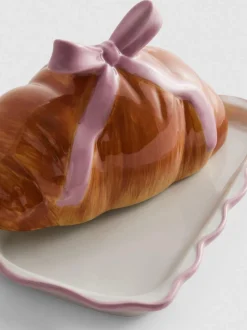 Butterdose aus Keramik in Croissantform