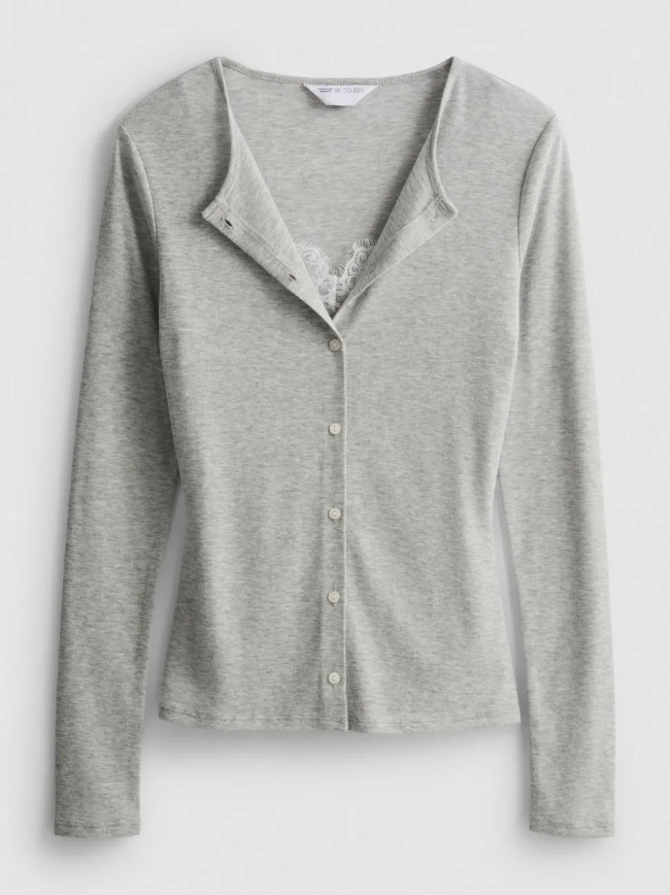 „By Coleen“ Cardigan aus Baumwollmischung mit Spitzenbesatz