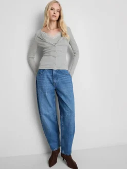 „By Coleen“ Cardigan aus Baumwollmischung mit Spitzenbesatz