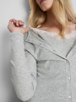 „By Coleen“ Cardigan aus Baumwollmischung mit Spitzenbesatz