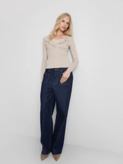 „By Coleen“ Cardigan aus Baumwollmischung mit Spitzenbesatz