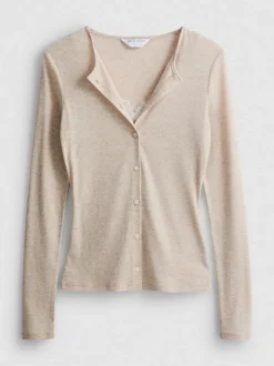 „By Coleen“ Cardigan aus Baumwollmischung mit Spitzenbesatz
