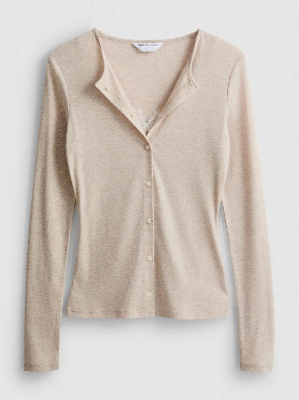 „By Coleen“ Cardigan aus Baumwollmischung mit Spitzenbesatz