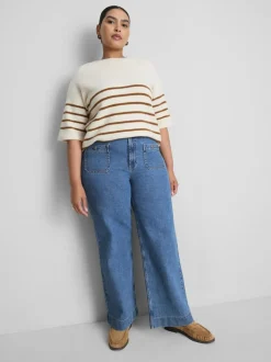 „By Coleen“ Jeans mit weitem Bein und aufgesetzten Taschen