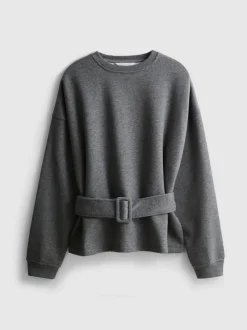 „By Coleen“ Sweatshirt mit hohem Baumwollanteil und Gürtel
