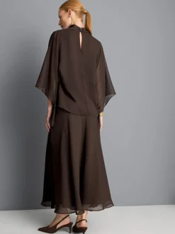 Cape-Bluse mit hohem Kragen